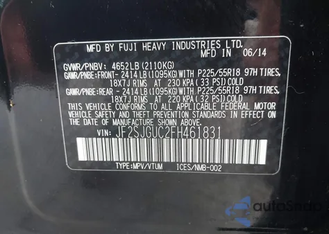 2015 Subaru Forester 2.0Xt Touring из США, поврежденный, VIN JF2SJGUC2FH461831